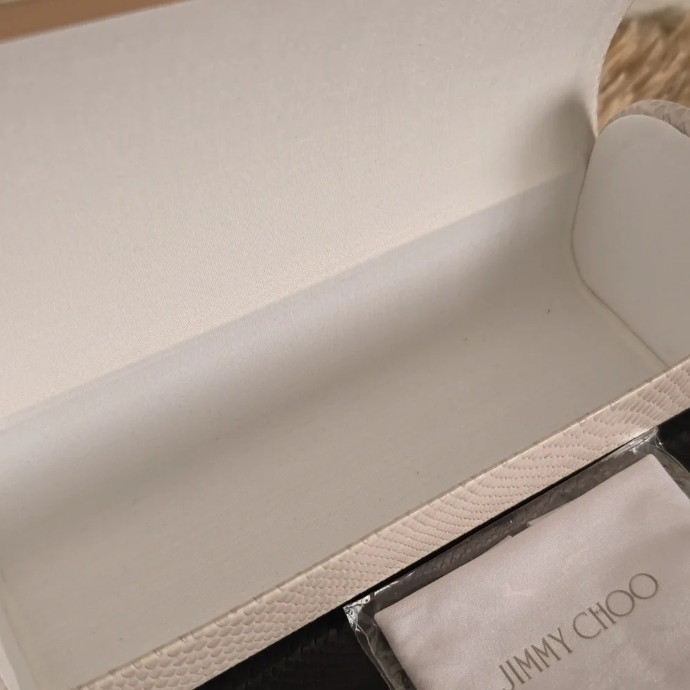 Jimmy Choo Cream Faux Snakeskin Glasses Case-NWOT